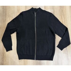 Neiman Marcus Men's 100% Cashmere Full Zip Sweater Black Soft  XXL Preppy